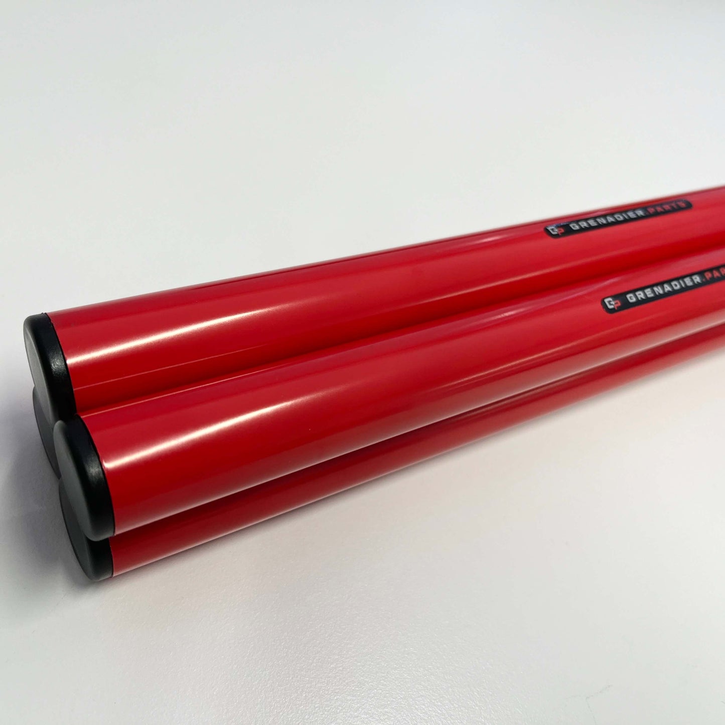 Red aluminum railing tubes